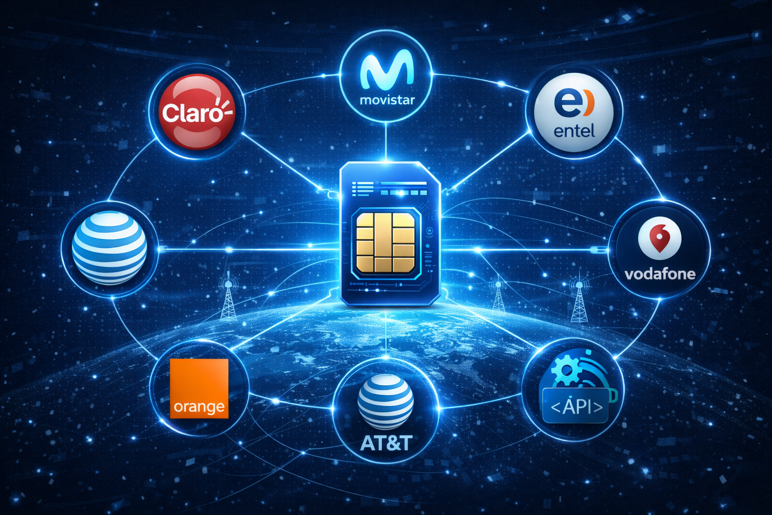 Diagrama explicativo del funcionamiento de SIM Multi-Operador - Conexión Global